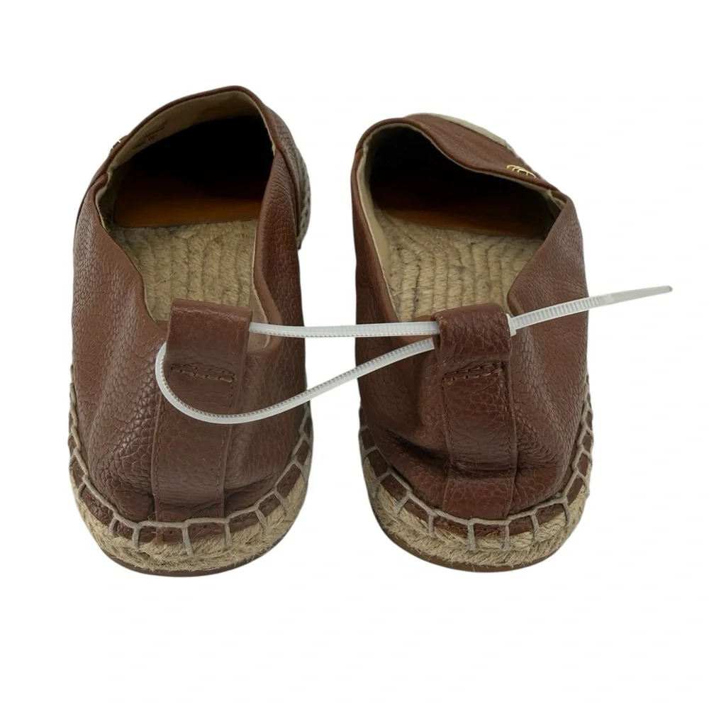 Lauren Ralph Lauren Cameron Pebble Leather Espadrilles Brown Slip On Flats 7B